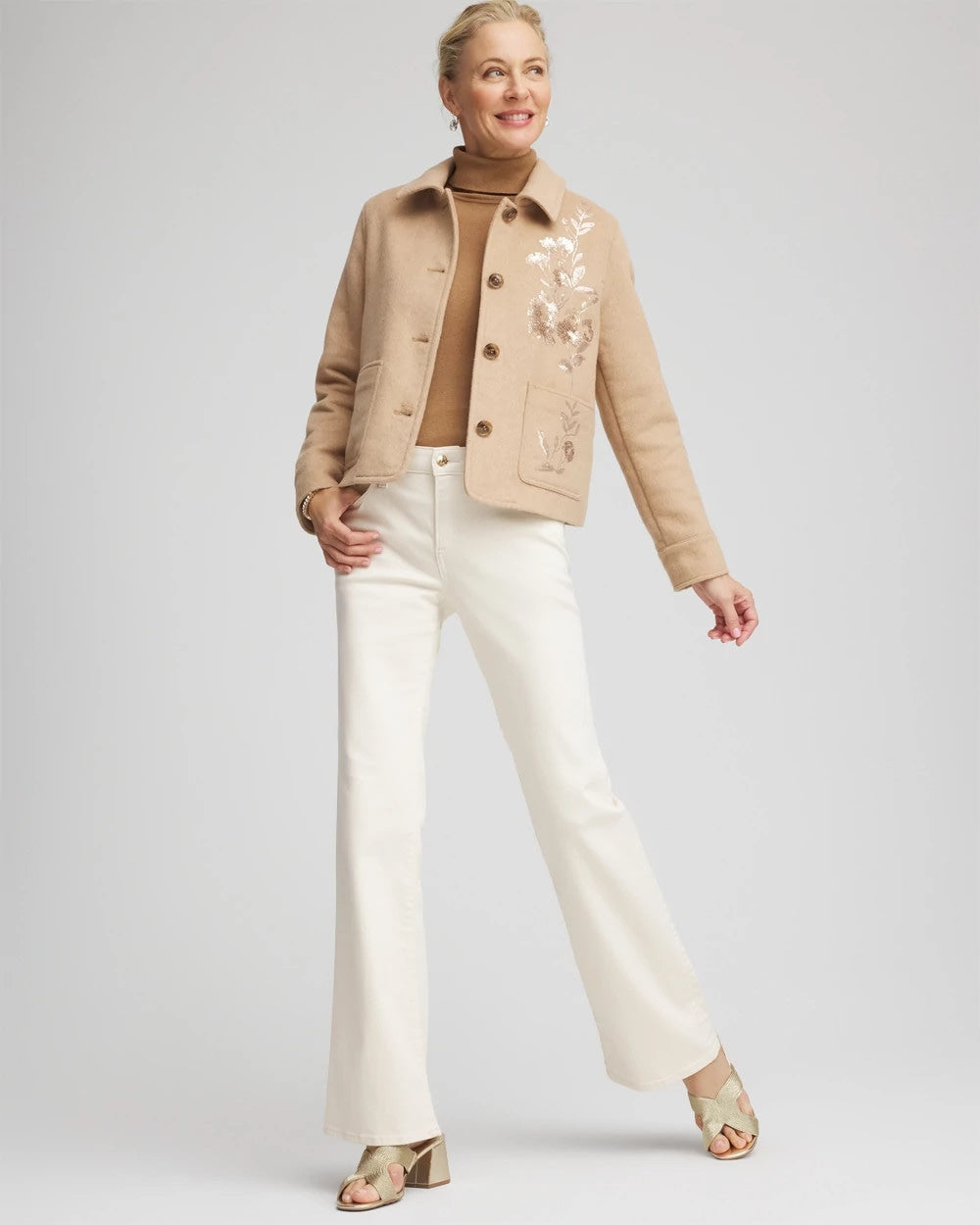 Chico's Outlet - Embroidered Wool Chore Jacket