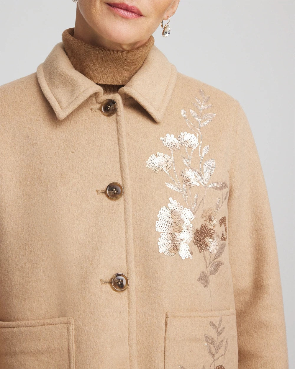 Chico's Outlet - Embroidered Wool Chore Jacket