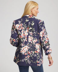 Chico's / Floral Ruched Sleeve Blazer