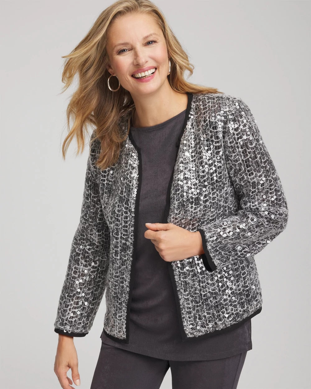 Chico's Discount - Travelers™ Collection Refined Sequins Netted Jacket
