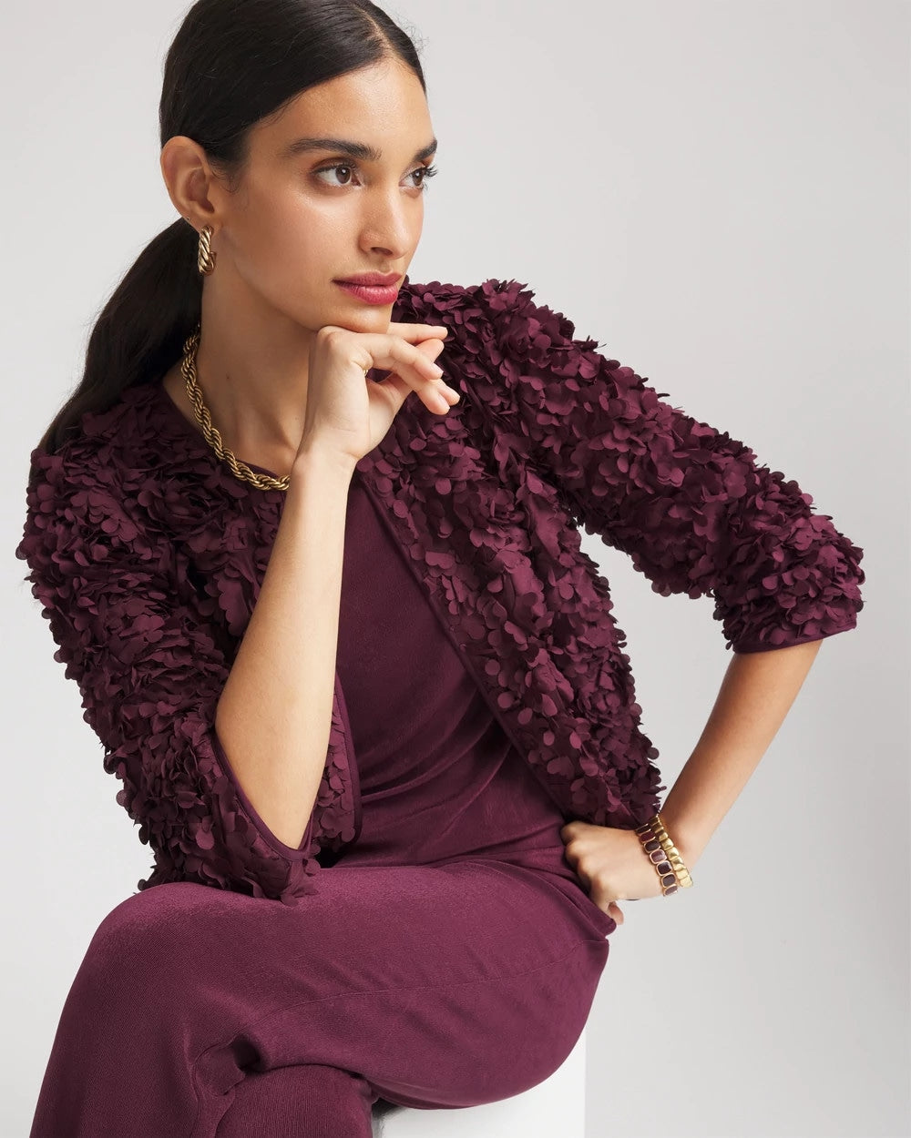 Chico's For Sale - Travelers™ Collection Textured Rosette Jacket