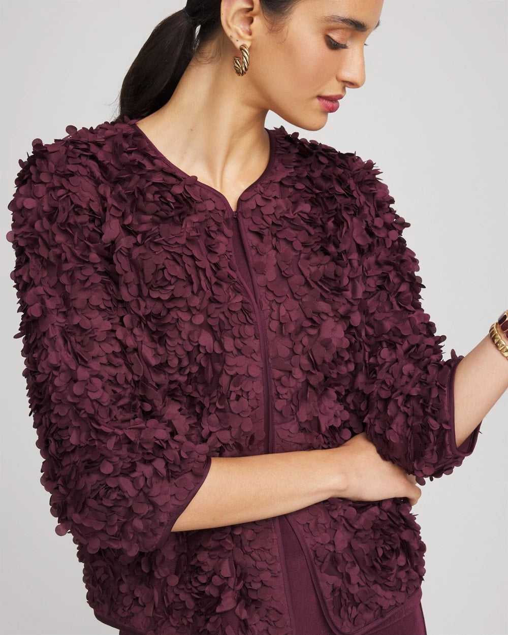 Chico's For Sale - Travelers™ Collection Textured Rosette Jacket