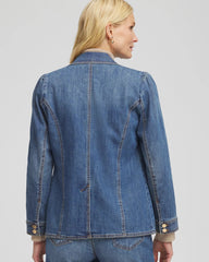 Chico's Sale - Pearl Brooch Denim Blazer