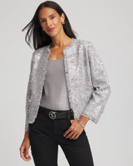 Chico's On Sale - Silver Sequins Tweed Jacket