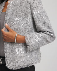 Chico's On Sale - Silver Sequins Tweed Jacket
