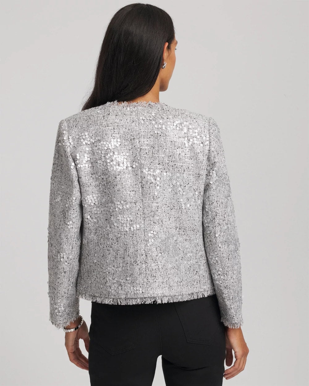 Chico's On Sale - Silver Sequins Tweed Jacket