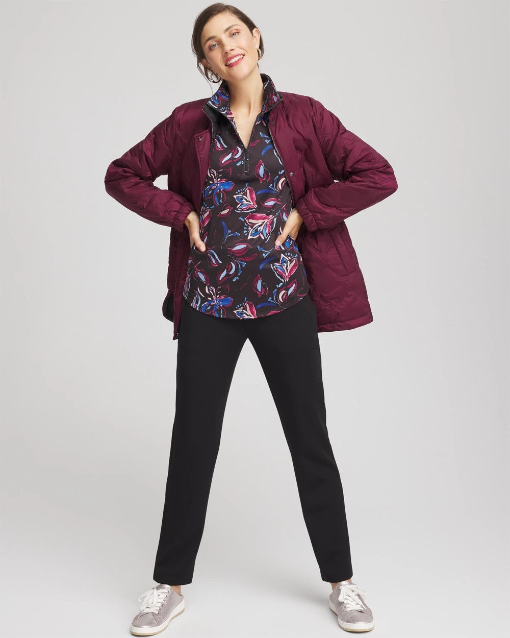Chico's On Sale - Zenergy® UPF Floral Half-Zip Pullover Top