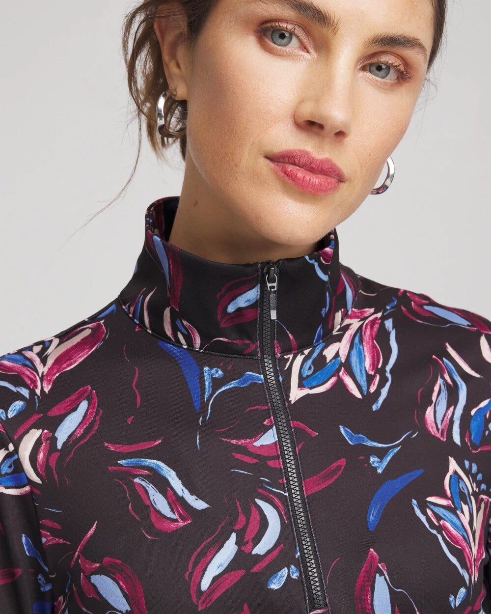 Chico's On Sale - Zenergy® UPF Floral Half-Zip Pullover Top