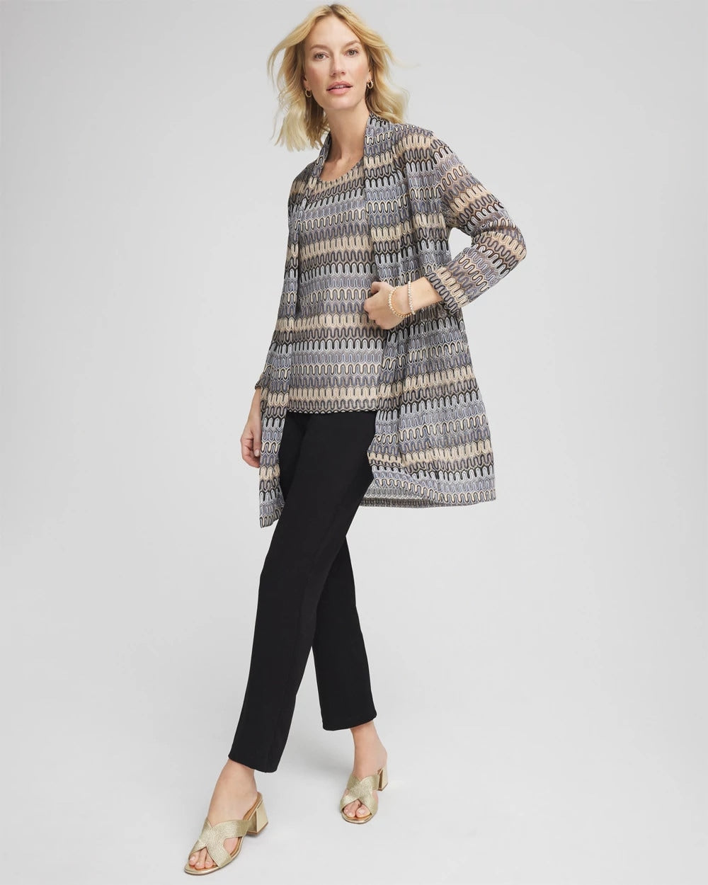 Chico's Discount - Travelers™ Knit Chevron Open-Front Cardigan