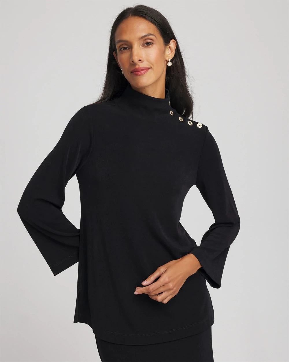 Chico's US - Travelers™ Button Mockneck Top