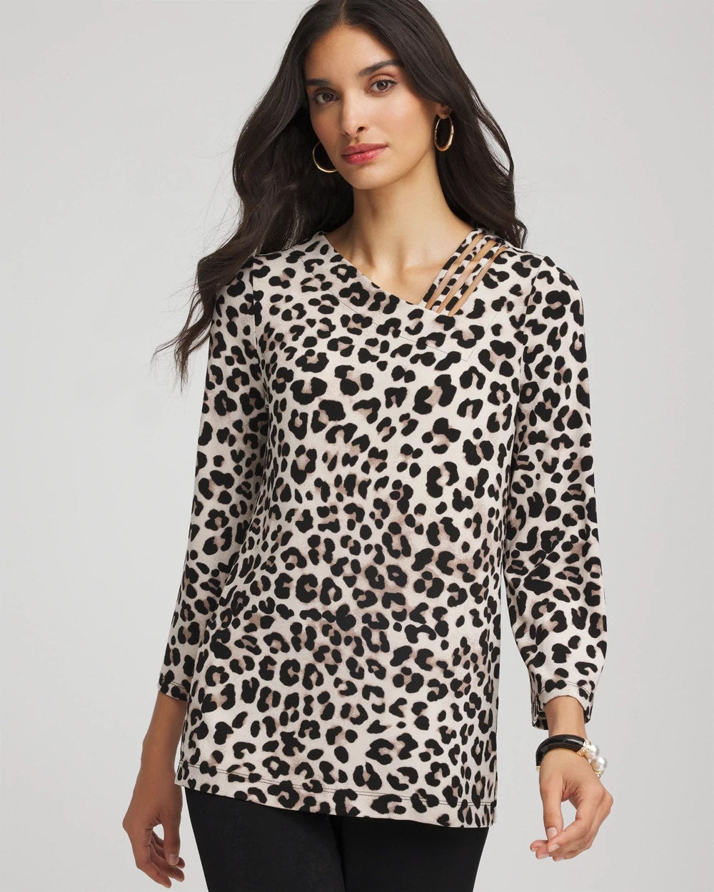 Chico's Sale - Travelers™ Animal-Print Lattice Top