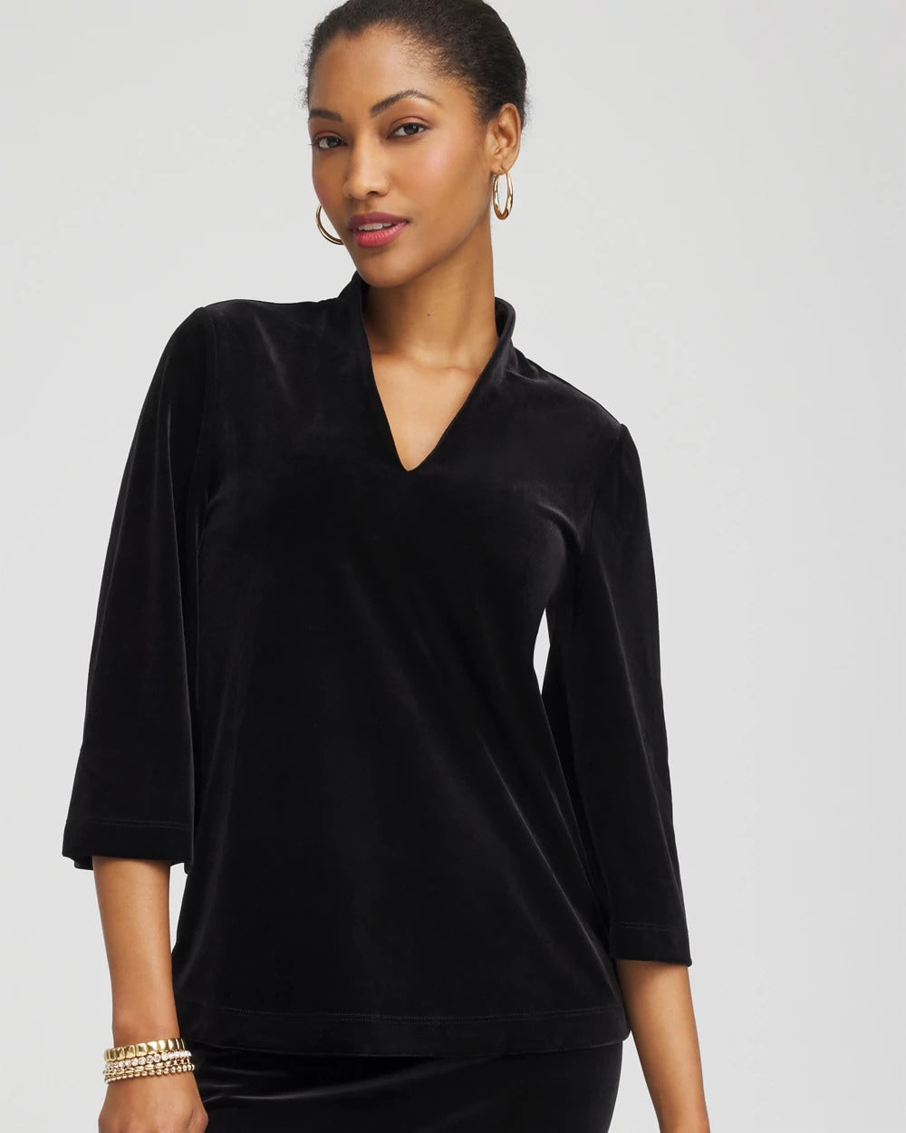 Chico's Outlet - Travelers™ Velvet V-Neck Kimono Sleeve Top