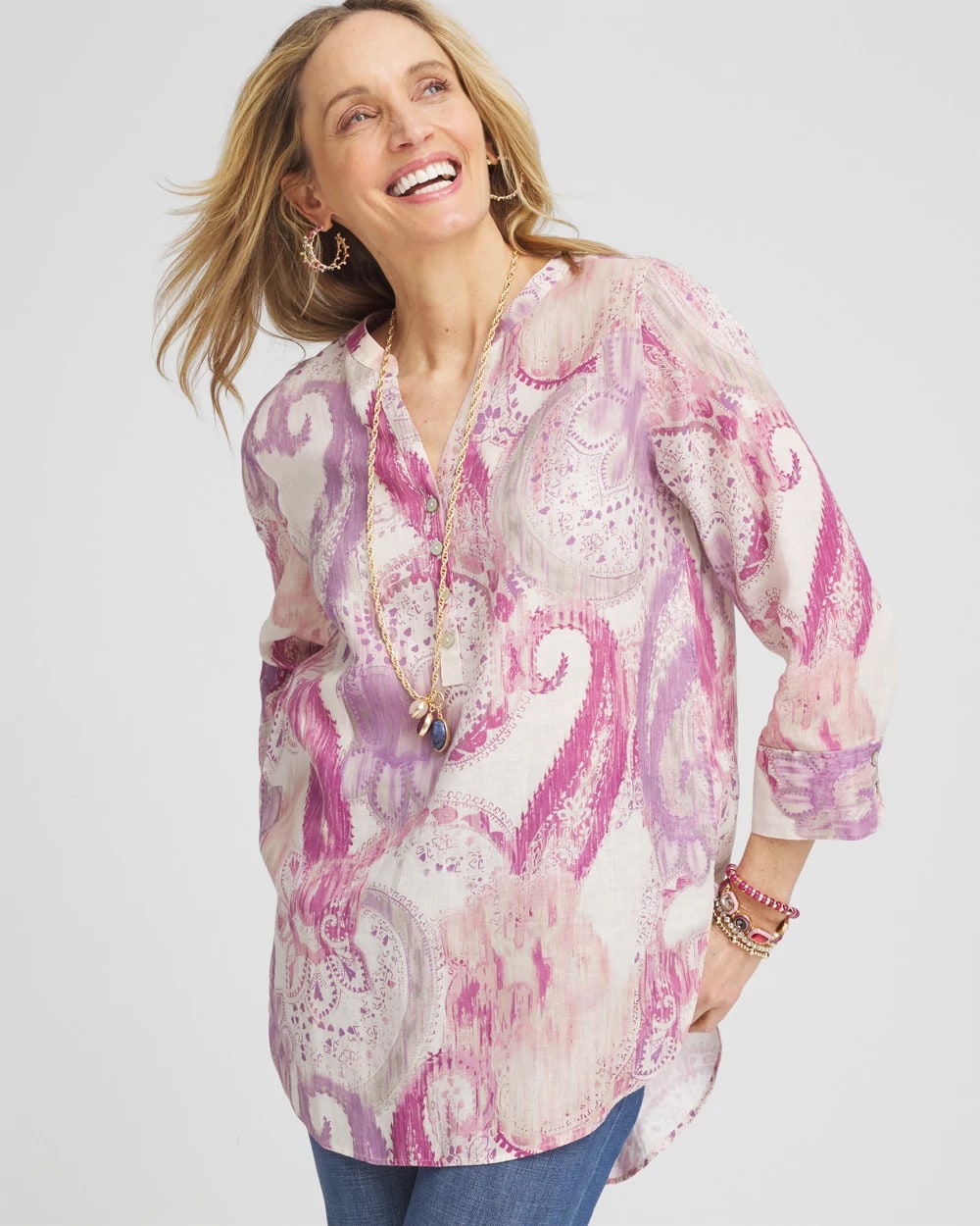 Chico's Discount - No Iron™ Multi Paisley Linen Tunic
