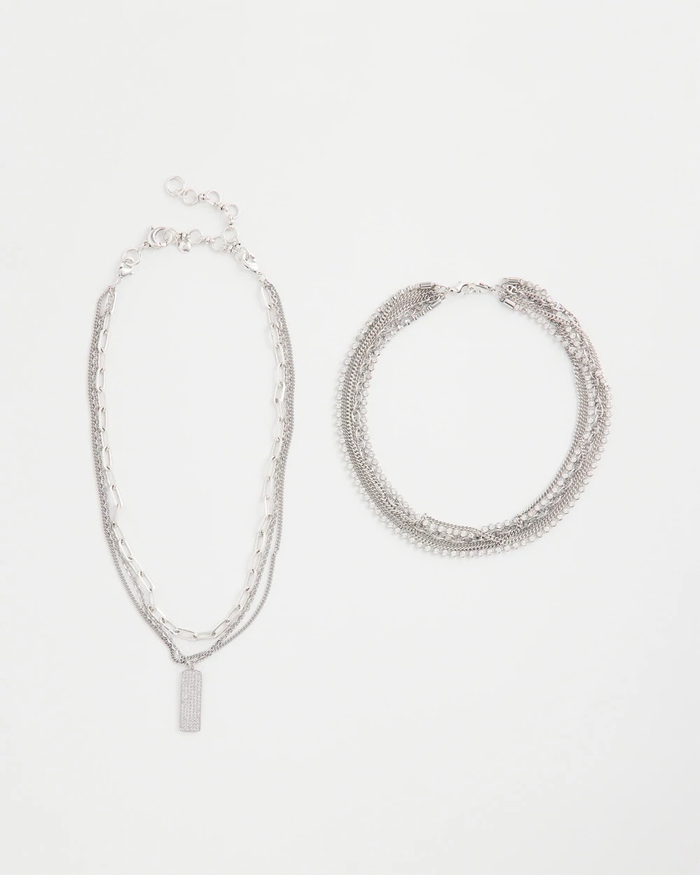 Chico's US - Silver Tone Pave Multistrand Necklace