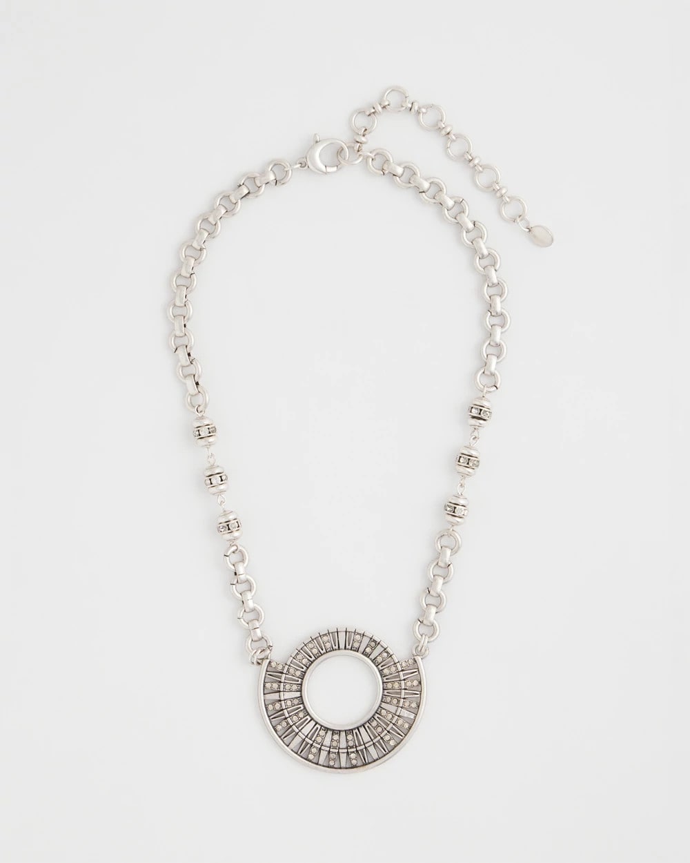 Chico's Sale - Sparkling Silvertone Circle Pendant Necklace