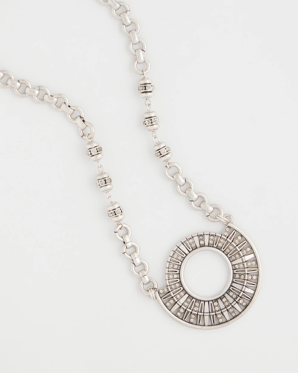 Chico's Sale - Sparkling Silvertone Circle Pendant Necklace