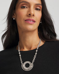 Chico's Sale - Sparkling Silvertone Circle Pendant Necklace
