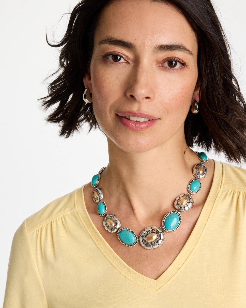Chico's US - Turquoise Mixed Metal Collar Necklace