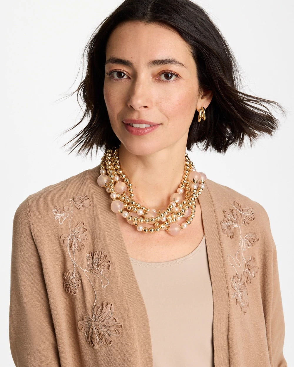 Chico's / Gold Pink Chunky Beaded Necklace