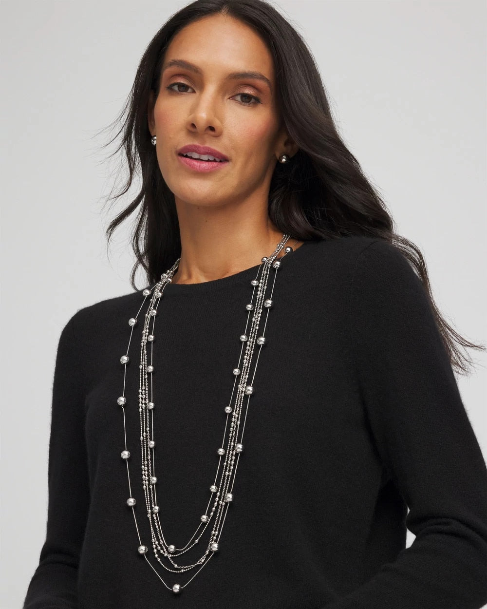 Chico's Sale - Multistrand Beaded Silvertone Necklace