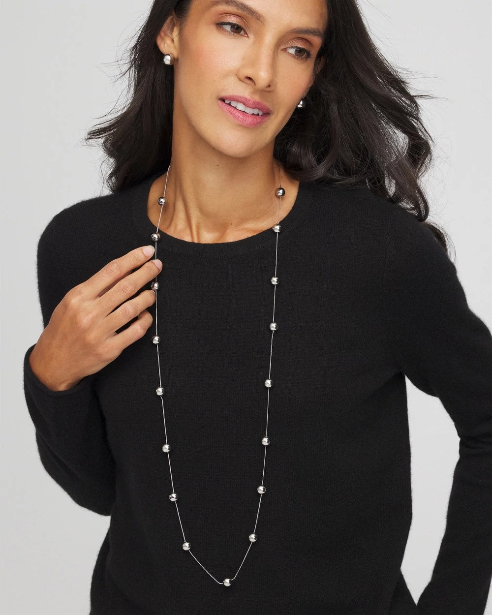 Chico's Sale - Multistrand Beaded Silvertone Necklace