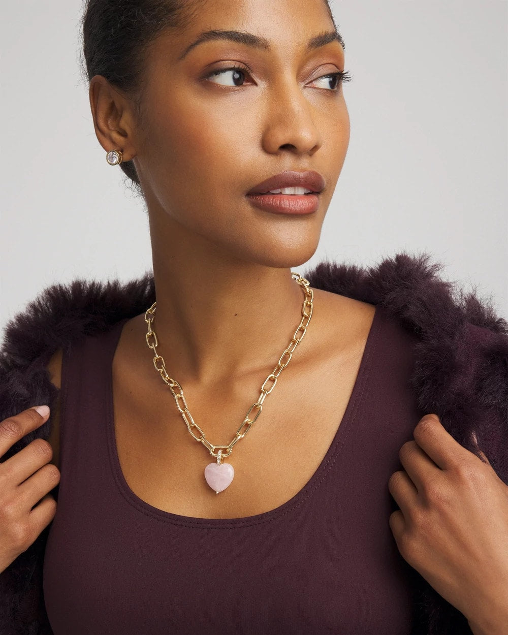 Chico's For Sale - Genuine Quartz Heart Pendant Necklace