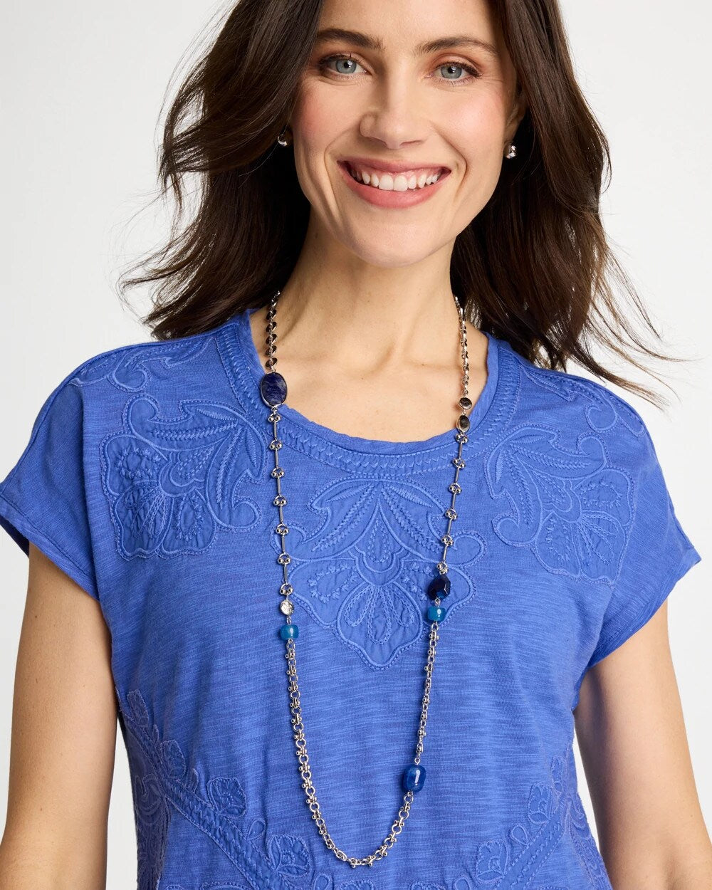 Chico's Discount - Blue Accent Long Single Strand Necklace