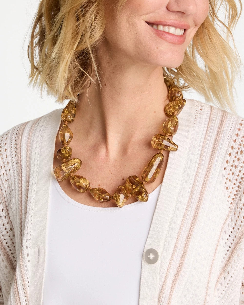 Chico's On Sale - Gold Foil Long Single Strand Necklace
