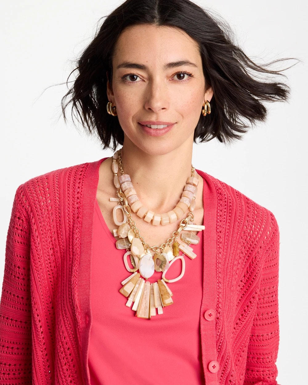 Chico's / Chico's Originals Neutral Stone Bib Necklace