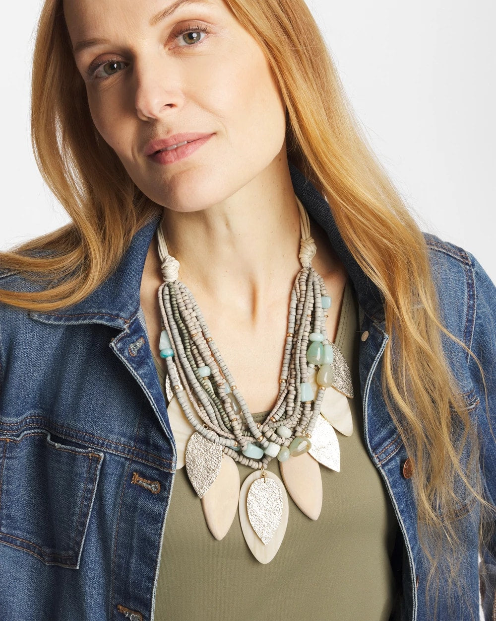 Chico's Sale - Multistrand Wood Petal Necklace