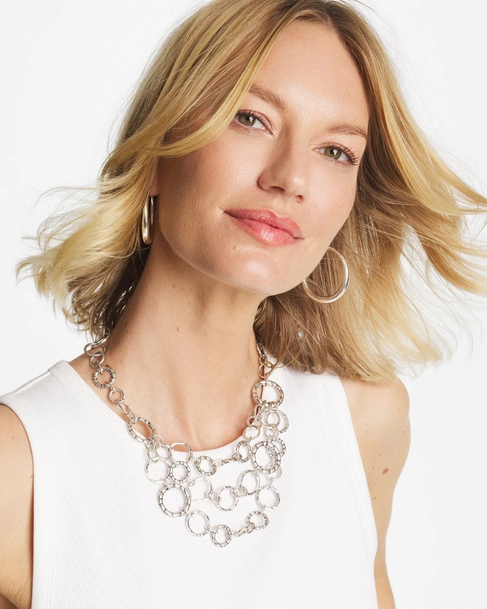 Chico's Sale - Silver Multistrand Bib Necklace