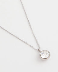 Chico's / Bezel Set Pendant Silvertone Necklace
