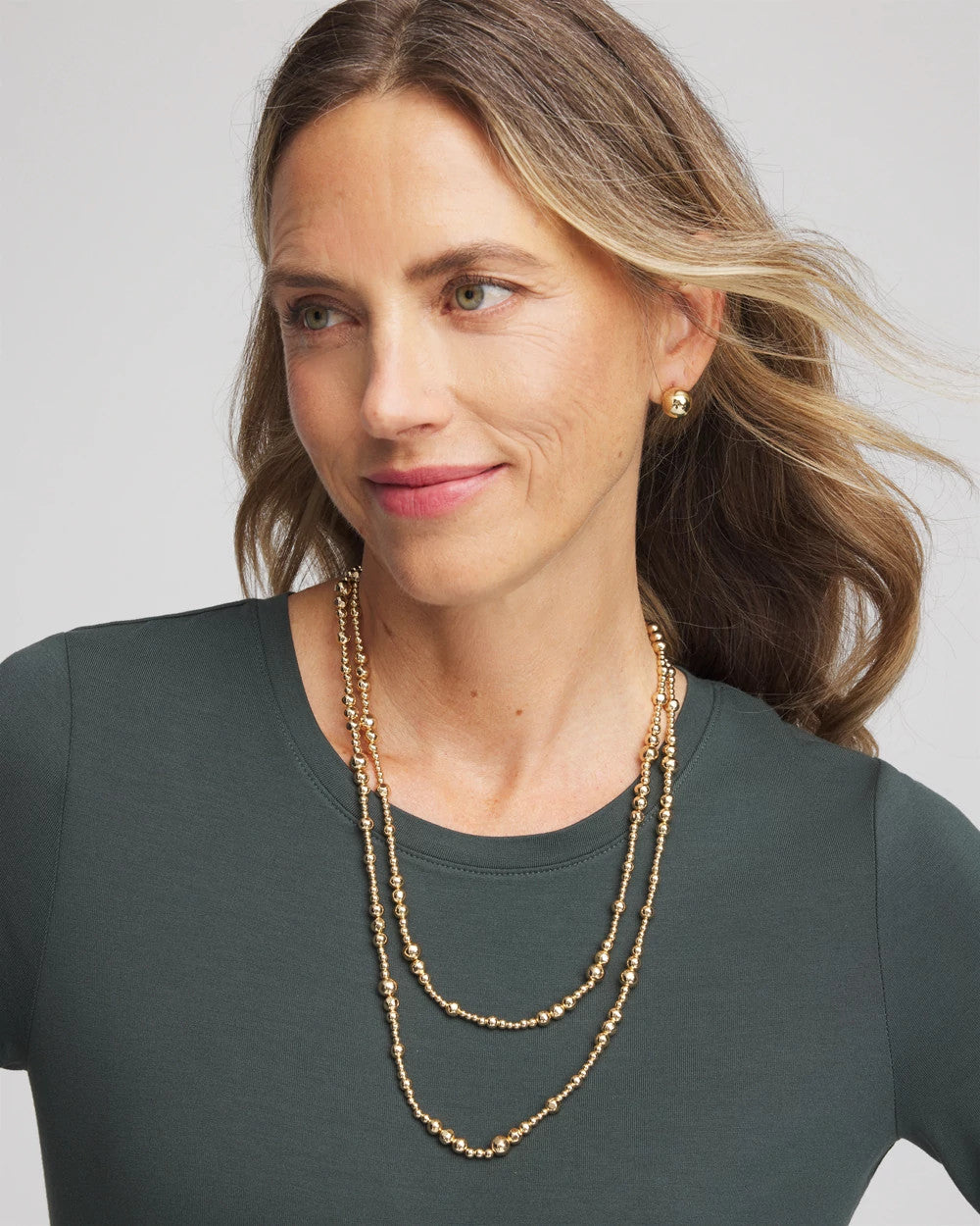 Chico's For Sale - Goldtone Long Beaded Necklace