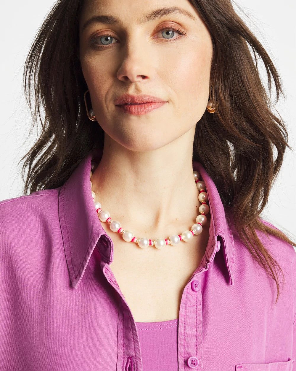 Chico's Discount - Short Pearl Pink Necklace