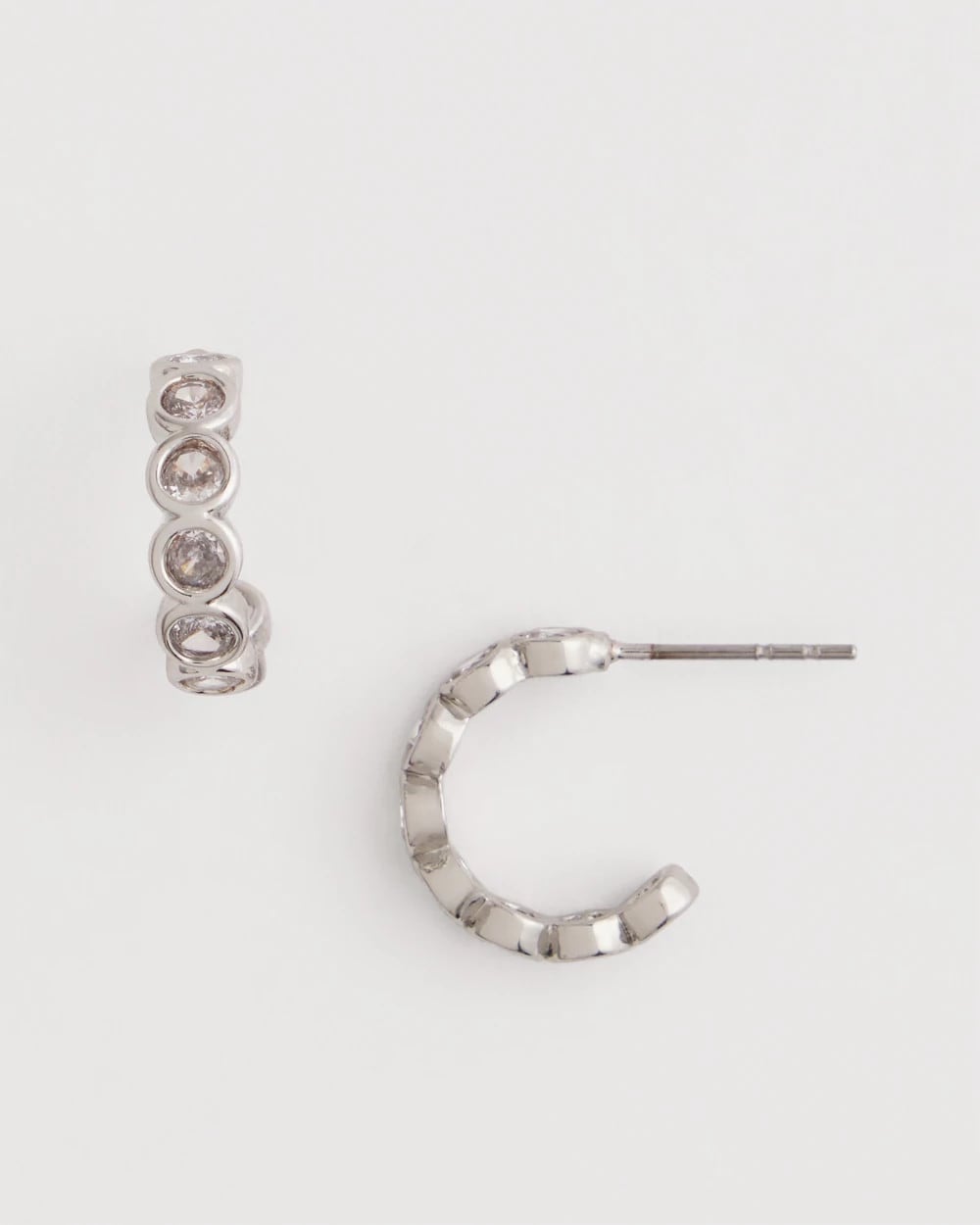 Chico's Sale - Silvertone Crystal Mini Hoop Earrings