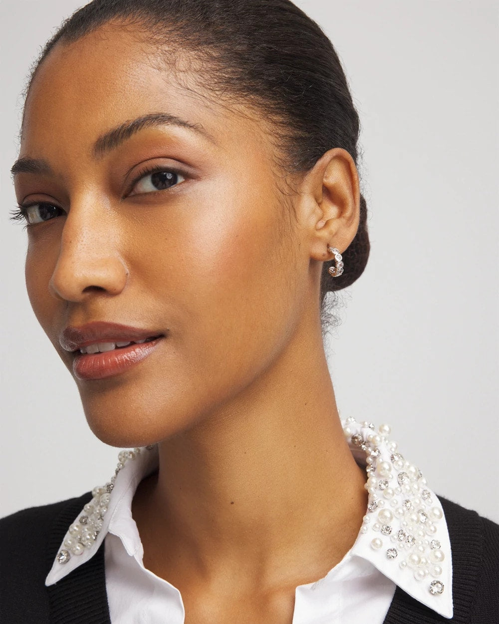 Chico's Sale - Silvertone Crystal Mini Hoop Earrings