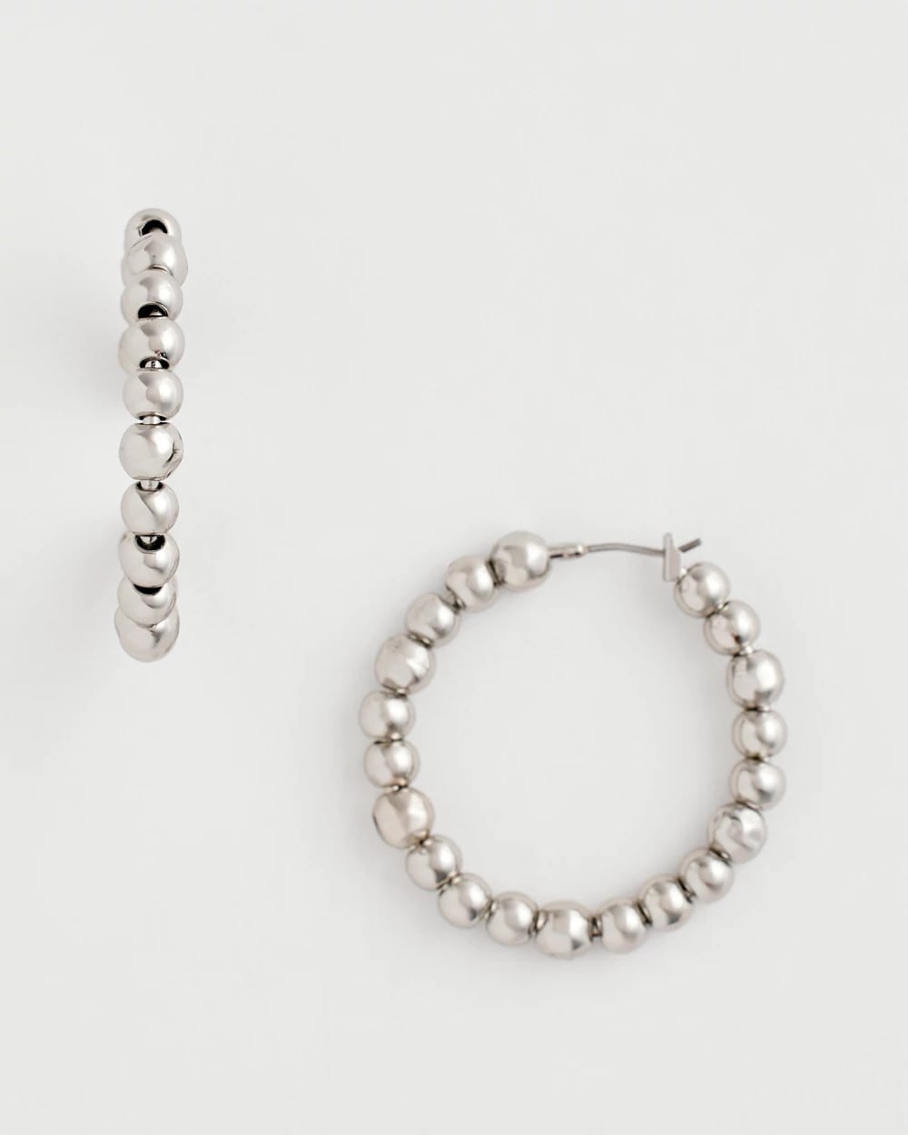Chico's For Sale - Silvertone Beaded Hoop Earrings