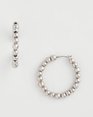 Chico's For Sale - Silvertone Beaded Hoop Earrings