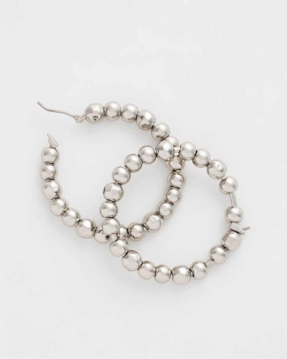 Chico's For Sale - Silvertone Beaded Hoop Earrings