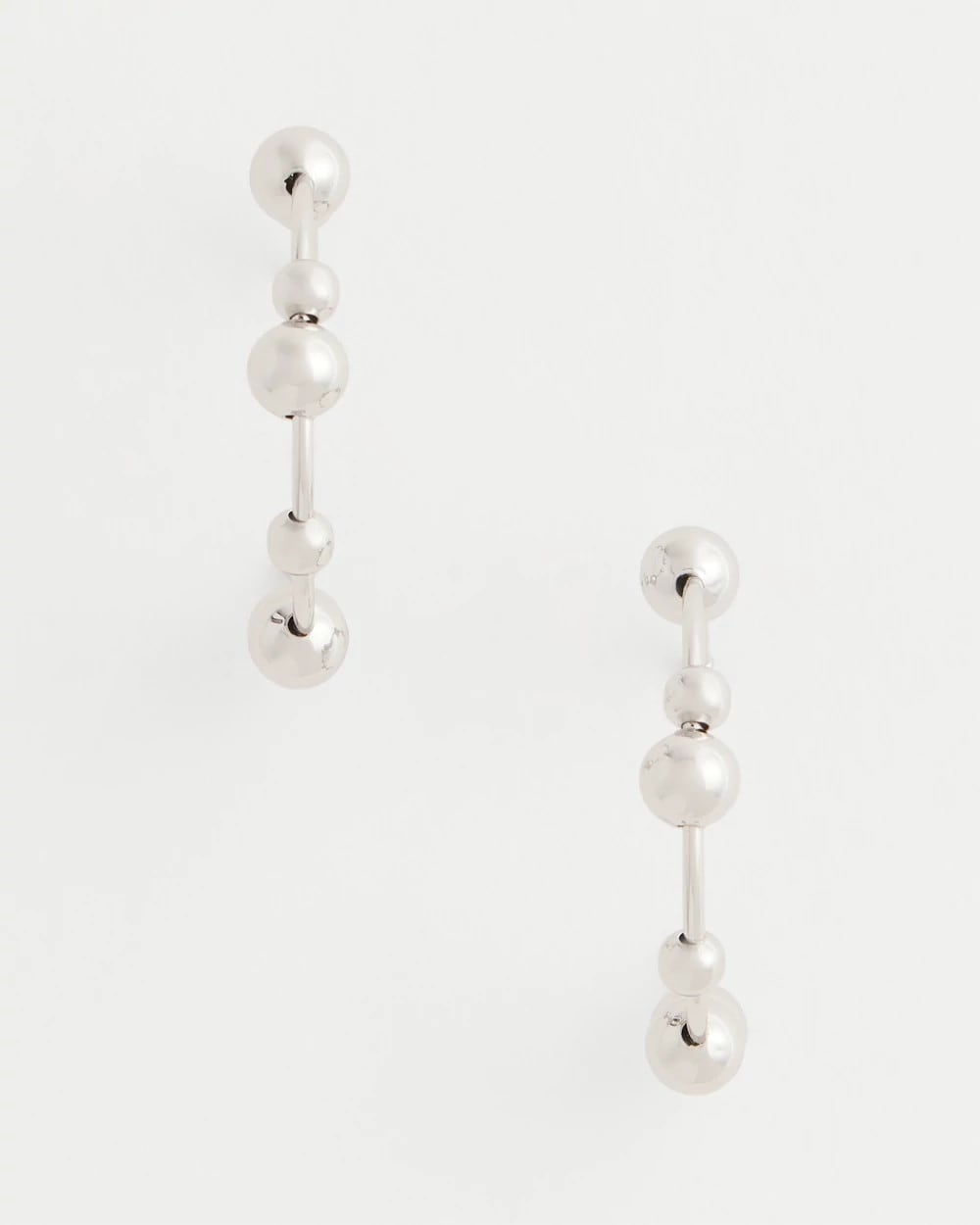 Chico's / Silvertone Beaded Hoop Earrings