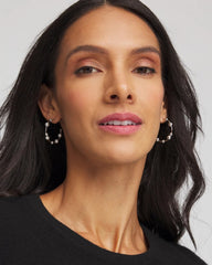 Chico's / Silvertone Beaded Hoop Earrings