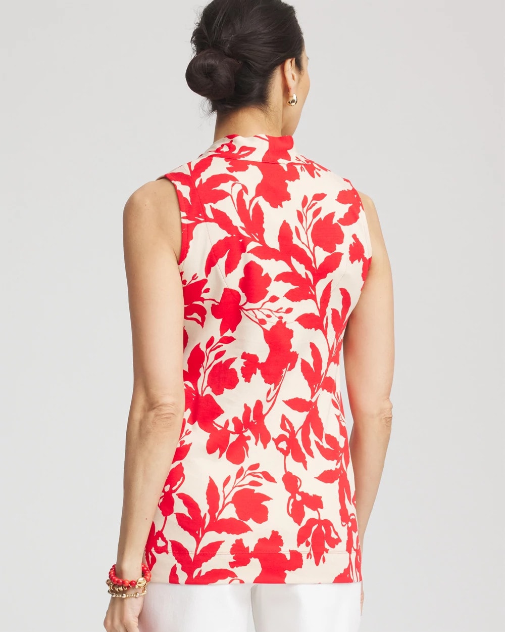 Chico's US - Floral Sleeveless V-Neck Tunic