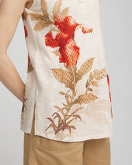 Chico's / Floral Slub Sleeveless Collared Tunic