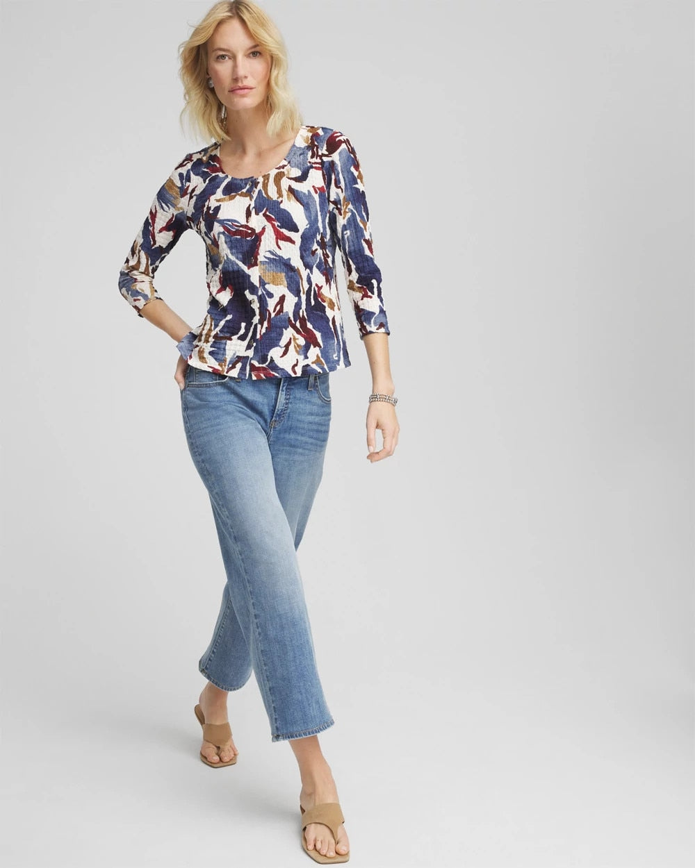 Chico's Discount - Printed Textured Scoopneck Cardigan